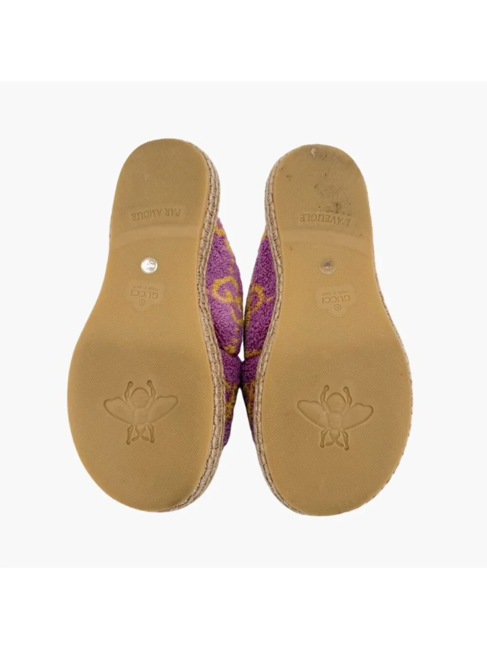Gucci GG Terry Cloth Platform Espadrille Slide Sandals Purple Size 38.5 US 8.5